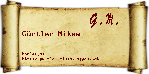 Gürtler Miksa névjegykártya
